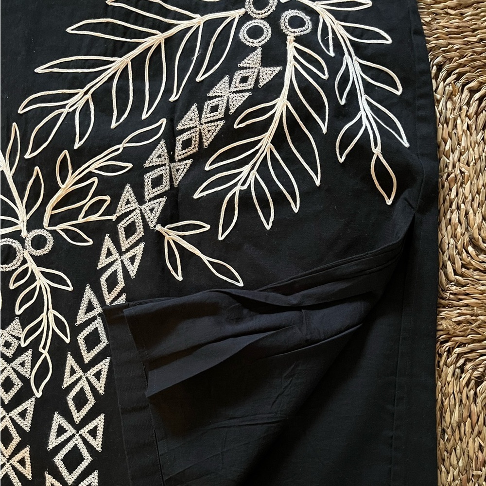Anthropologie Maeve Black and White Palm  Pencil Skirt - Picture 2 of 7